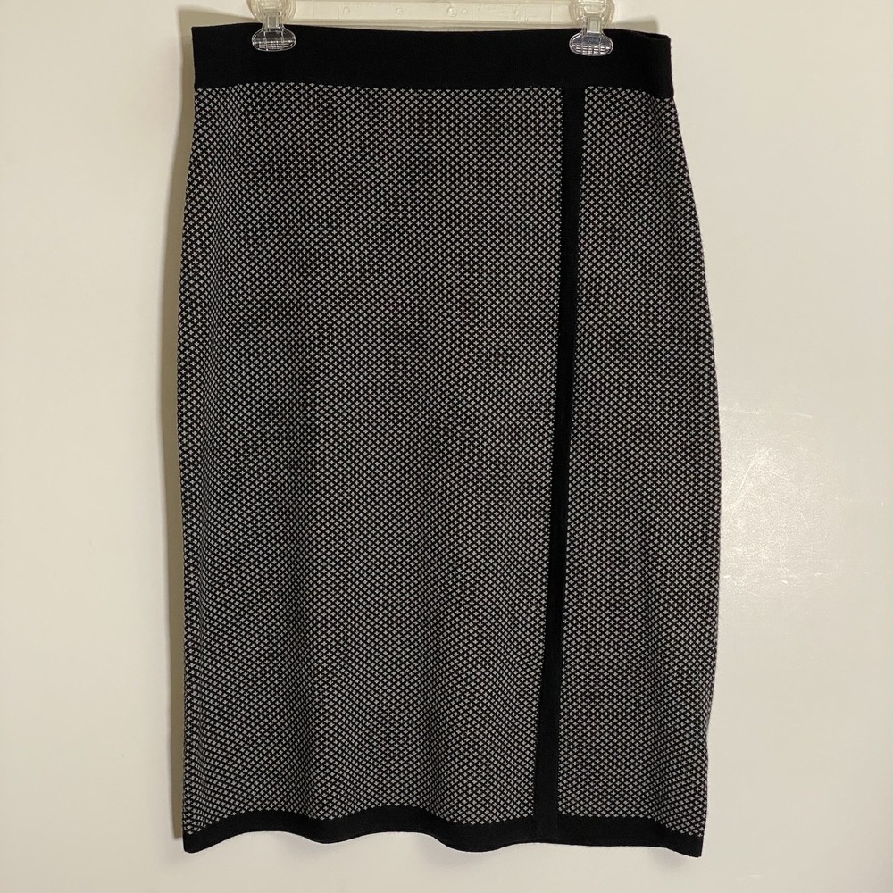 Coldwater Creek Sweater Skirt Womens PXL Black White Birds Eye Classic Preppy